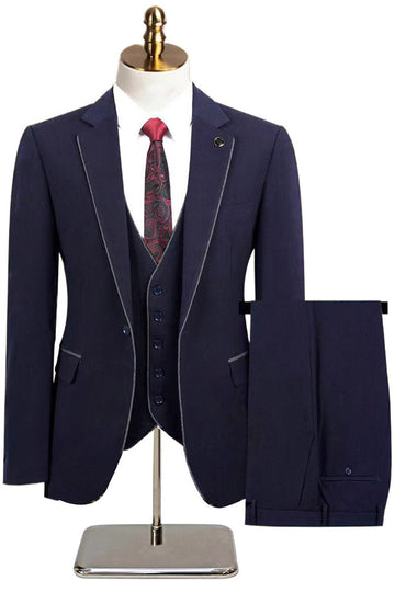 Taupe 3-delad Slim Fit Notched Lapel One Button Mäns Formella kostymer